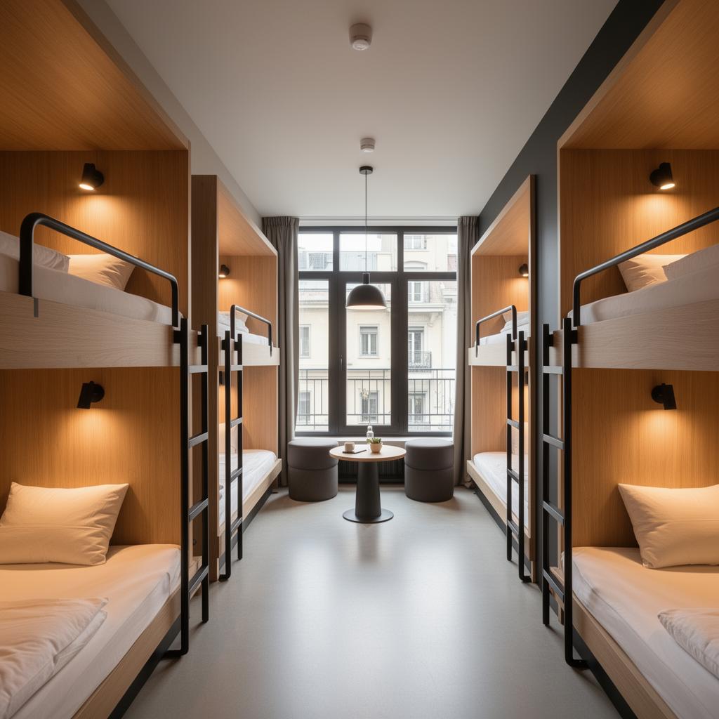 Dormitor modern de hostel premium